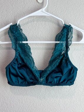 Auden Teal Bralette Bra with Lace Straps XS